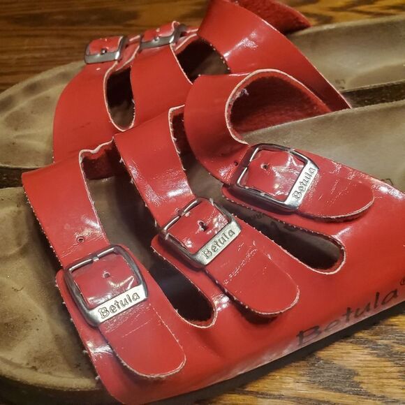 Birkenstock Betula red 3 strap sandals size 40 - Picture 2 of 5